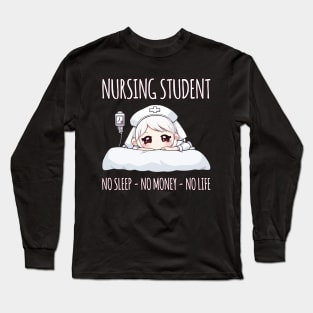 Kawaii Tired Nurse - Nursing Student Life Long Sleeve T-Shirt